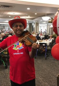 Violin serenading at Lunch time